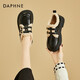 達(dá)芙妮（DAPHNE）羊羔毛小皮鞋女2022冬季瑪麗珍新款秋冬加絨棉鞋英倫風(fēng)厚底樂福鞋 黑色加絨 37 (235mm)