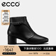 愛步（ECCO）【明星同款】靴子女 冬季保暖切爾西女靴粗跟皮靴 型塑290933 HL 黑色29093301001 37