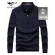 七匹狼長(cháng)袖t恤男固色簡(jiǎn)約春季翻領(lǐng)純棉polo保羅衫男裝商務(wù)純色打底衫 藏青-3.0升級純棉固色 4XL 190/104A(XXXXL)
