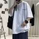 型于格 短袖t恤男夏季純棉青少年圓領(lǐng)寬松上衣服男生潮牌大碼半袖打底衫 白色 XL 建議135-150斤）