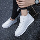 策馭小白鞋男韓版潮流高幫板鞋男士6CM內增高休閑鞋子男學(xué)生百搭潮鞋 白色增高6CM 39標準碼