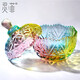 靈菲水晶凈化消磁碗白水晶碎石原石容器凈化碗消磁石收納盒御守鹽器皿 彩色碗+約200g消磁石