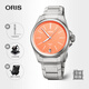 豪利時(shí)（ORIS）10年保5天動(dòng)儲夏威夷西柚色盤(pán)鈦合金腕表ppx400自主機芯機械38mm 40077787158m 橘盤(pán)鈦金表帶