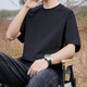 賓色220g重磅純棉T恤男士短袖夏季寬松新疆棉體恤衫全棉圓領(lǐng)純色半袖 黑色 XL 【130-150斤】