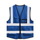 圖圖愛(ài)反光馬甲定制工作服印logo字建筑工地鐵路交通警示防靜電應急背心 藍色 均碼