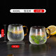 得侕美（Deermei） 玻璃水杯耐熱玻璃茶杯家用帶把玻璃杯飲料杯果汁杯牛奶杯 【雪花杯 400ML】2只 玻璃