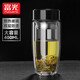 富光玻璃杯雙層加厚辦公杯鵝蛋水杯男過(guò)濾杯子喝茶耐熱帶蓋車(chē)載泡茶杯 黑色400ml(亮面杯蓋)
