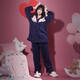 tutuanna睡衣女冬季加厚新品珊瑚絨加厚連帽上下套裝家居服珊瑚絨睡衣女 藏青色套裝 均碼 160/84A