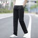 飛艘渡休閑褲男寬松直筒褲春夏常規大碼商務(wù)彈力休閑長(cháng)褲加肥加大男裝 黑色 40  3尺