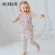 Milkbarn兒童保暖內(nèi)衣套裝小孩睡衣男童女童家居服嬰兒寶寶秋衣褲 滑雪派對 80 cm