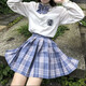 唐努烏（Tang Nu wu）【7件套】電競少女jk制服正學(xué)生百褶格裙校服日系正統(tǒng)學(xué)院風(fēng)短裙 紫嫣【全7件套】 M【90-105斤】