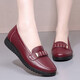 旺奈（WANGNAI）真皮女鞋全牛皮媽媽鞋50-60歲春秋款單鞋大碼女皮鞋41-43防滑軟底 酒紅色 42 (260mm) 標準碼