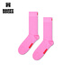 Happy Socks女男士秋冬季款情侶純色系列黑色穿搭襪子運動(dòng)襪時(shí)尚中筒襪子 粉色 1雙 M 36-40