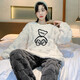 雪米亞睡衣女秋冬季珊瑚絨休閑長(cháng)袖套頭加厚保暖可愛(ài)女士冬天家居服套裝 NSXCG-V809女 女L