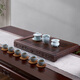 漢唐茶盤(pán)黑紫檀實(shí)木功夫茶托盤(pán)茶臺茶托大號排水儲水式大博古茶具套裝 黑紫檀大博古+汝窯蓋碗10件套