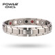 POWER IONICS原鈦金屬銀黑男女手鏈多礦物磁能量手環(huán)情侶防水手鏈手飾節日禮品可刻字禮物專(zhuān)柜 鈦原色(銀色)