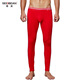 SEOBEAN男士秋褲男青年潮流棉質(zhì)打底褲單件薄款保暖褲秋冬內搭襯褲棉線(xiàn)褲 紅色 2XL