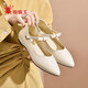 蜘蛛王女鞋單鞋女2025春秋新款韓版百搭平底白色英倫風(fēng)女皮鞋16136 米色09163 37 (235mm)
