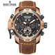 瑞夫泰格（reef  tiger）手表極光系列全自動(dòng)機械男表夜光防水大表盤(pán)多功能手表RGA3532 金殼黑面橙針棕皮 RGA3532