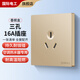 國際電工開(kāi)關(guān)插座面板斜6孔六孔插座三三86型錯位雙三孔3孔二位三極電源 金色 16A三孔【空調熱水器專(zhuān)用】