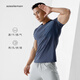 SOSOLEMON速干t恤男修身高彈運動(dòng)馬拉松田徑騎行網(wǎng)球訓練健身衣跑步短袖 深藍灰 L