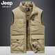 JEEP SPIRIT戶外吉普馬甲男秋冬季多口袋背心寬松大碼男釣魚馬夾男外套登山服 卡其色 6XL（211-230斤）