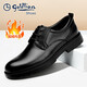 金利來(lái)（Goldlion）棉鞋男 冬季加絨保暖棉皮鞋 男士圓頭系帶黑色商務(wù)正裝皮鞋 黑色加絨 40