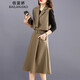 佰藍嬌兩件套套裝女裝2023春秋季新款時(shí)尚洋氣質(zhì)小個(gè)子長(cháng)袖西裝連衣裙子 卡其色 M