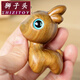 獅子頭綠檀木萌萌鹿小鹿動物卡通可愛木制食夢鹿創(chuàng)意桌面小擺件 6cm 綠檀小鹿擺件