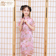 莫代爾女童旗袍裙子中國風中大童女孩公主裙洋氣兒童唐裝漢服夏裝連衣裙 龍鳳粉紅 16號 參考身高150cm年齡11-12歲