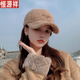 恒源祥（HYX）秋冬帽子女毛線(xiàn)帽棒球帽女冬季韓版大頭圍羊羔毛絨絨洋氣護耳鴨舌 卡其色 可調節