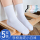 彼愛詩 【5雙裝】兒童白色襪子春夏秋薄款小學(xué)生白襪子男童女童運動棉襪 白色（5雙） 9-12歲建議腳長18-20  鞋碼 29-3