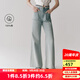 艾諾絲雅詩【商場同款】2025夏季新品100%棉丹寧闊腿牛仔褲長褲女40413299 牛仔蘭 M