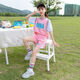 艾諾輪女童夏裝運動服套裝中大童9-12歲女孩夏季薄款寬松休閑外出服籃球兒童中小學(xué)生夏季短袖短褲潮衣服 粉紅色CHINA (上衣+褲子) 140 建議50-60斤