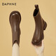 達(dá)芙妮（DAPHNE）七夕短靴女秋冬棉靴新款女靴冬季加絨保暖冬款靴子馬丁靴秋季單靴 棕色 單層 跟高3.5cm 38 (240mm)