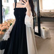 櫻欖大碼吊帶長裙女夏季胖妹妹法式小眾高腰顯瘦遮肉披肩防曬衣兩件套 套裝 2XL建議140-160斤