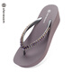 Stevesam人字拖女厚底6CM增高防滑2025新款紫色水鉆浴室沙灘涼拖鞋外穿女 紫色 36