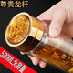 棲愛大容量玻璃茶水分離杯雙層商務(wù)水杯便攜辦公杯子水晶杯 金龍520ML大容量