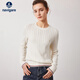 納維凱爾意大利小帆船女士全羊毛通勤彈力圓領(lǐng)毛衣2334004503 白 M 