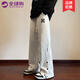 ARNTARE官方潮牌休閑褲男女同款秋冬季港風(fēng)潮流有型直筒時(shí)尚百搭長褲子 白色（NE01） XL（體重120-140斤）