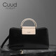 Cuud牛皮女包時(shí)尚高級感通勤手提包職業(yè)女士商務(wù)包斜挎生日禮物送女友 黑色