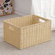 可定制收納筐藤編草編桌面雜物收納籃筐玩具書(shū)本日式收納盒收納框 米色大號【兩扣手】35*25*19CM