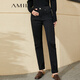 AMII女裝2025秋季新款加絨牛仔長(cháng)褲時(shí)尚修身顯瘦百搭休閑褲黑 黑色 M 160/68A