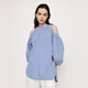 moussy&sly 新品甜美淑女風燈籠袖露肩寬松襯衫女030ISR30-5371 淺藍色111 均碼 00020/F