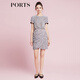 PORTS寶姿商場(chǎng)同款春季新品女裝短袖束腰短連衣裙SD8D044PFP025 黑色混色 M (6)