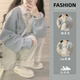 玥彩衛(wèi)衣女套裝軟糯慵懶風(fēng)2025秋冬新款小香風(fēng)溫柔打底襯衣針織衫 三件套（毛衣+襯衣+牛仔褲） L （建議106-115斤）