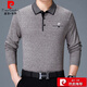 皮爾卡丹（pierre cardin）春秋季男士桑蠶絲t恤中老年爸爸男士T恤翻領(lǐng)長(cháng)袖T恤衫 8829款駝色 180/2XL碼建議150-164斤穿