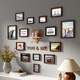 一面墻 創(chuàng  )意相框掛墻組合實(shí)木愛(ài)心客廳裝飾畫(huà)框照片墻婚紗照現代相片框 14框巧克力色+海天一色+不含玩偶