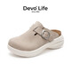 Devo Life的沃軟木拖鞋勃肯鞋半包厚底增高牛皮時(shí)尚包頭拖鞋女款22011 灰色反絨皮 36 （建議拍小一碼）
