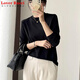 LOVER RUCCI高級感小半高領(lǐng)80支長(cháng)袖t恤女2026秋季新款白色微寬松純棉打底衫 黑色 XL 建議130-150斤